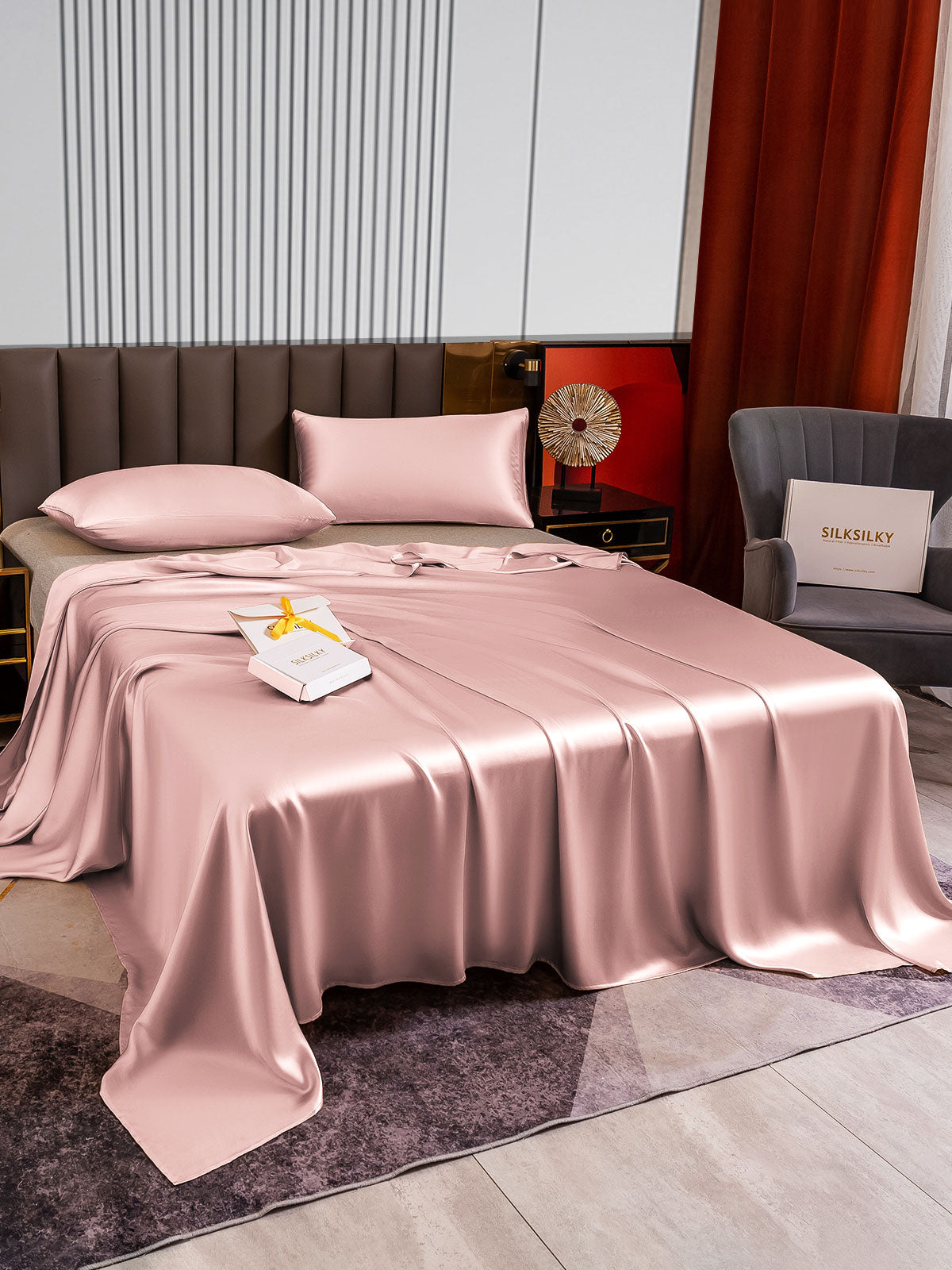 [Pale Mauve] SilkSilky-UK 22Momme Pure Silk Bedding Set 003