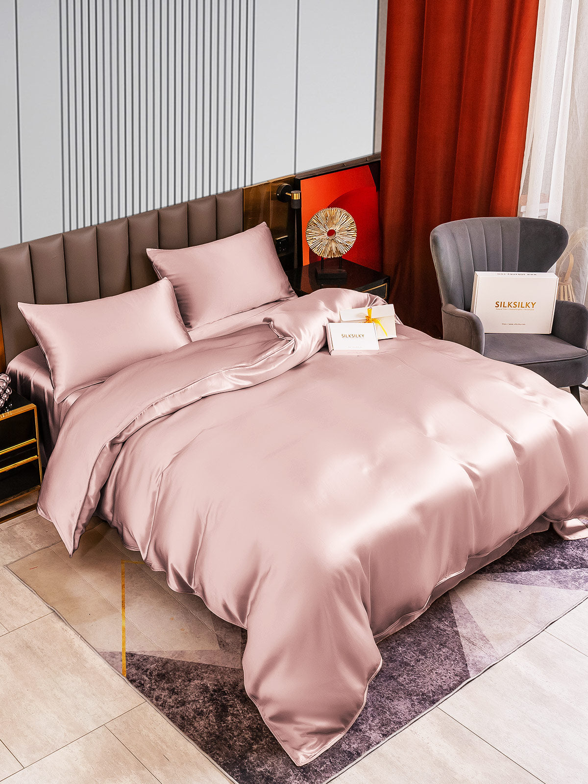 [Pale Mauve] SilkSilky-UK 22Momme Pure Silk Bedding Set 003