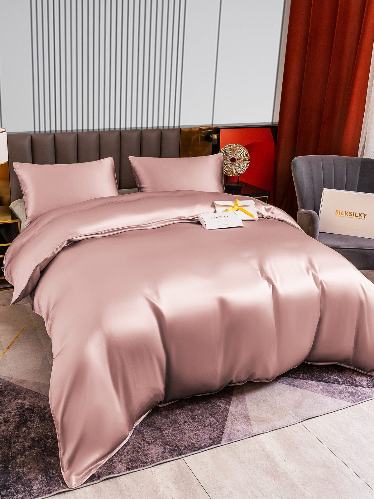 [Pale Mauve] SilkSilky-UK 22Momme Pure Silk Bedding Set 003