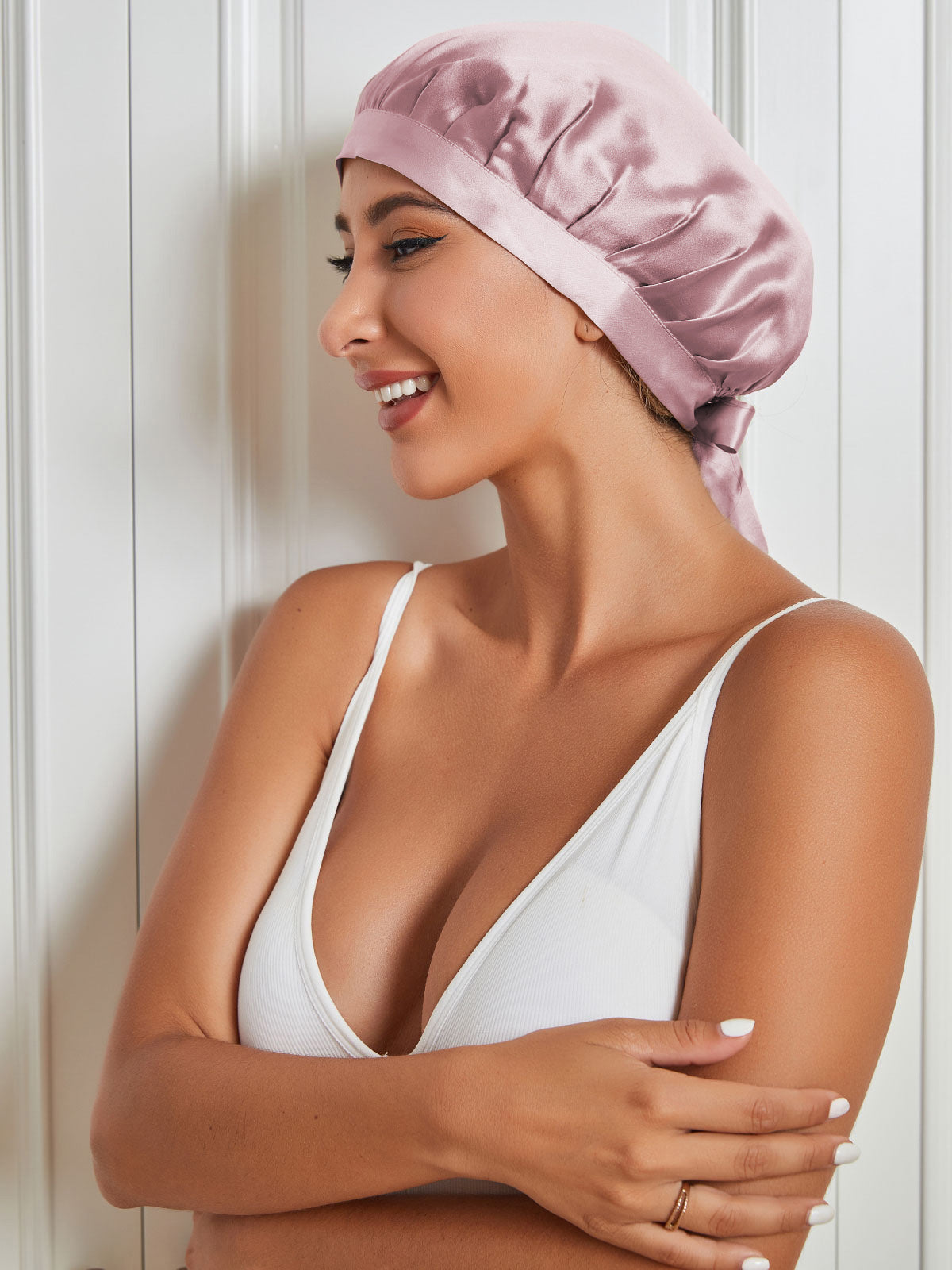 [Pale Mauve] SilkSilky-UK Pure Silk Sleep Cap 002
