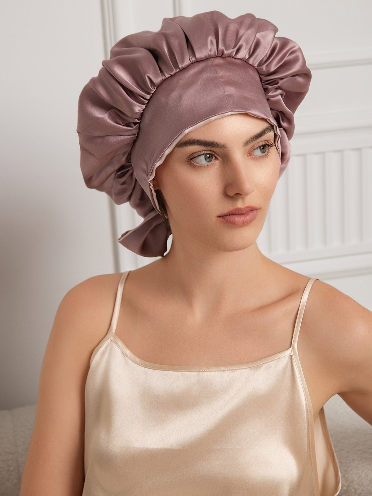 [Pale Mauve] SilkSilky-UK Pure Silk Sleep Cap 004