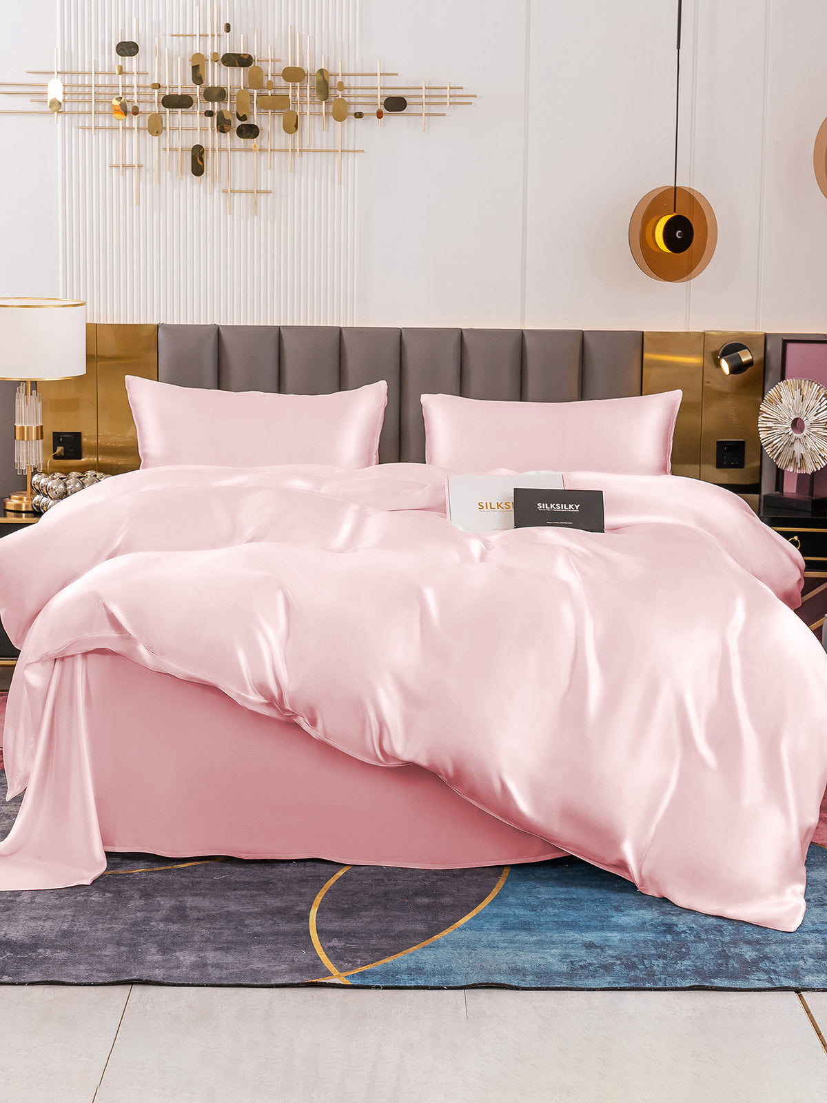 [Pink] SilkSilky-UK 19Momme Pure Silk Bedding Set 002