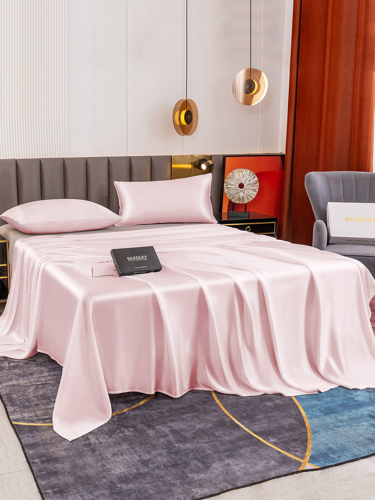 [Pink] SilkSilky-UK 19Momme Pure Silk Bedding Set 003