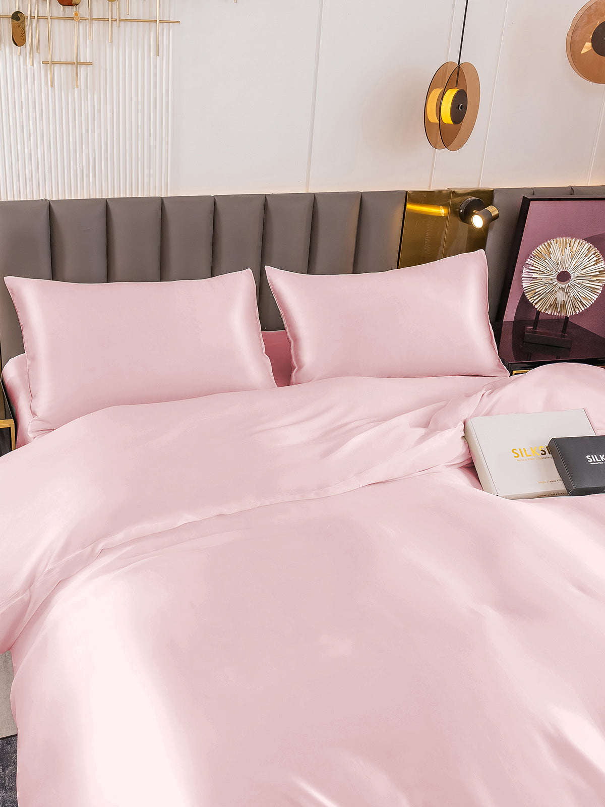 [Pink] SilkSilky-UK 19Momme Pure Silk Bedding Set 003