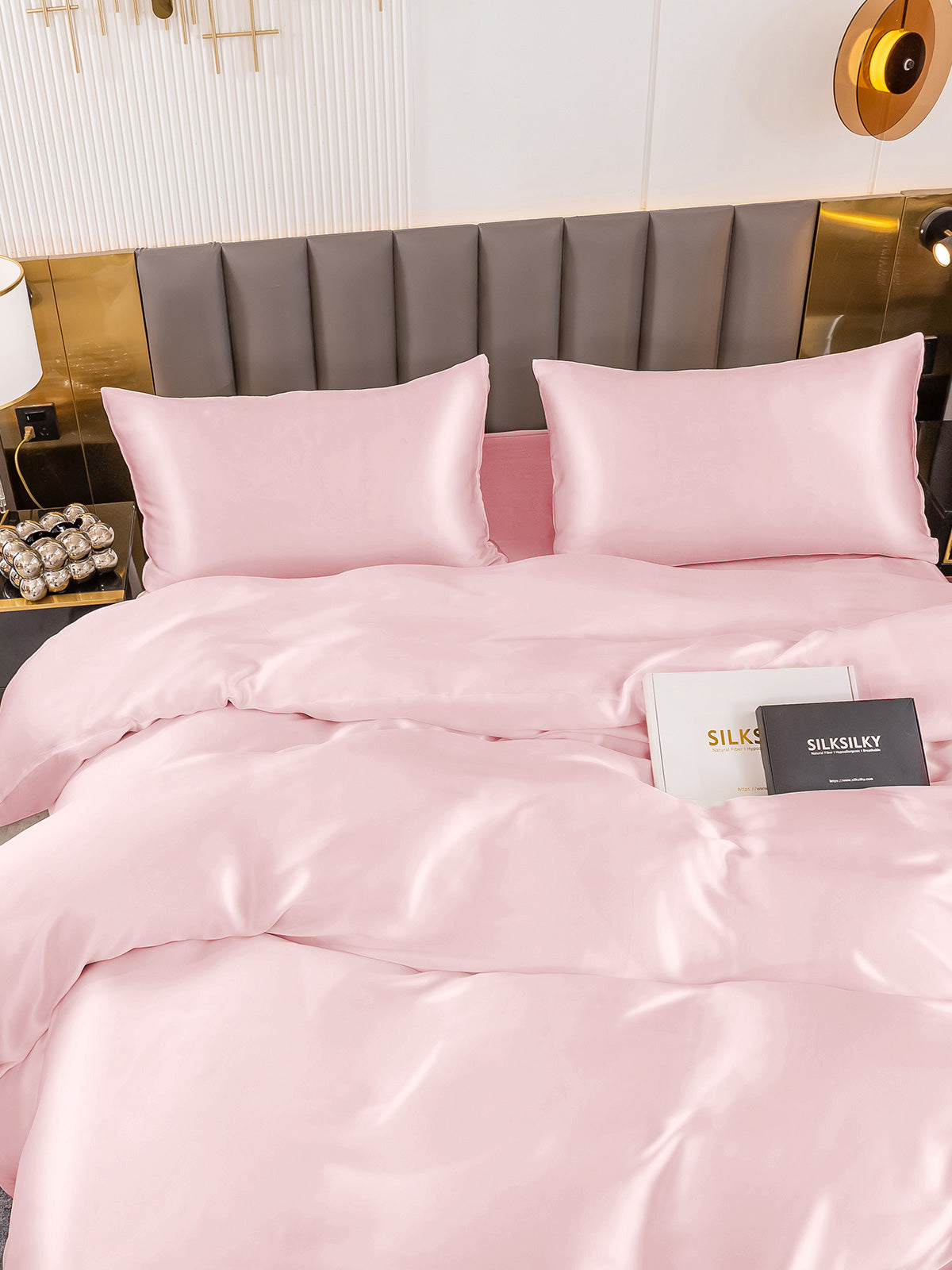 [Pink] SilkSilky-UK 19Momme Pure Silk Bedding Set 004