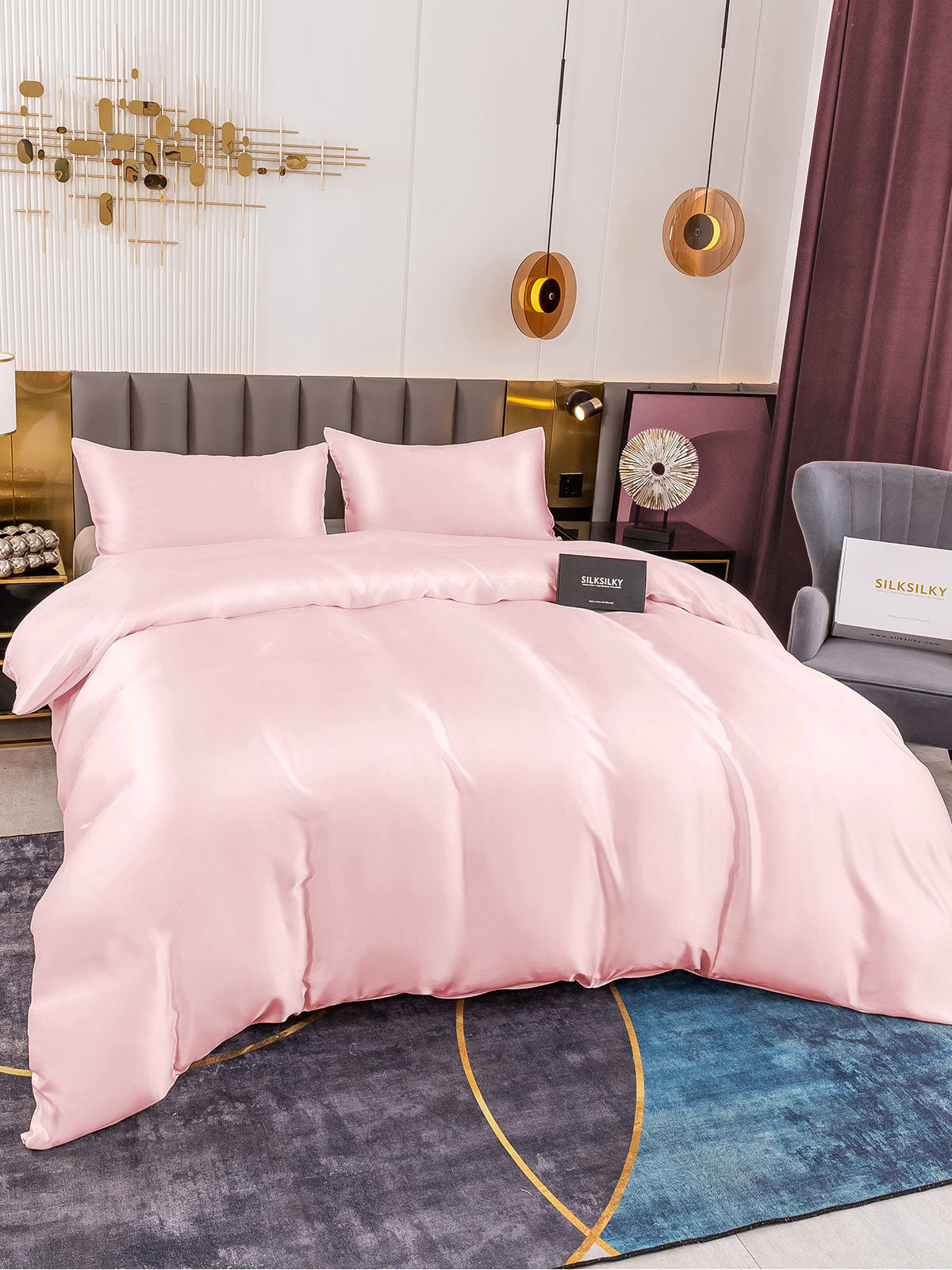 [Pink] SilkSilky-UK 19Momme Pure Silk Bedding Set 004