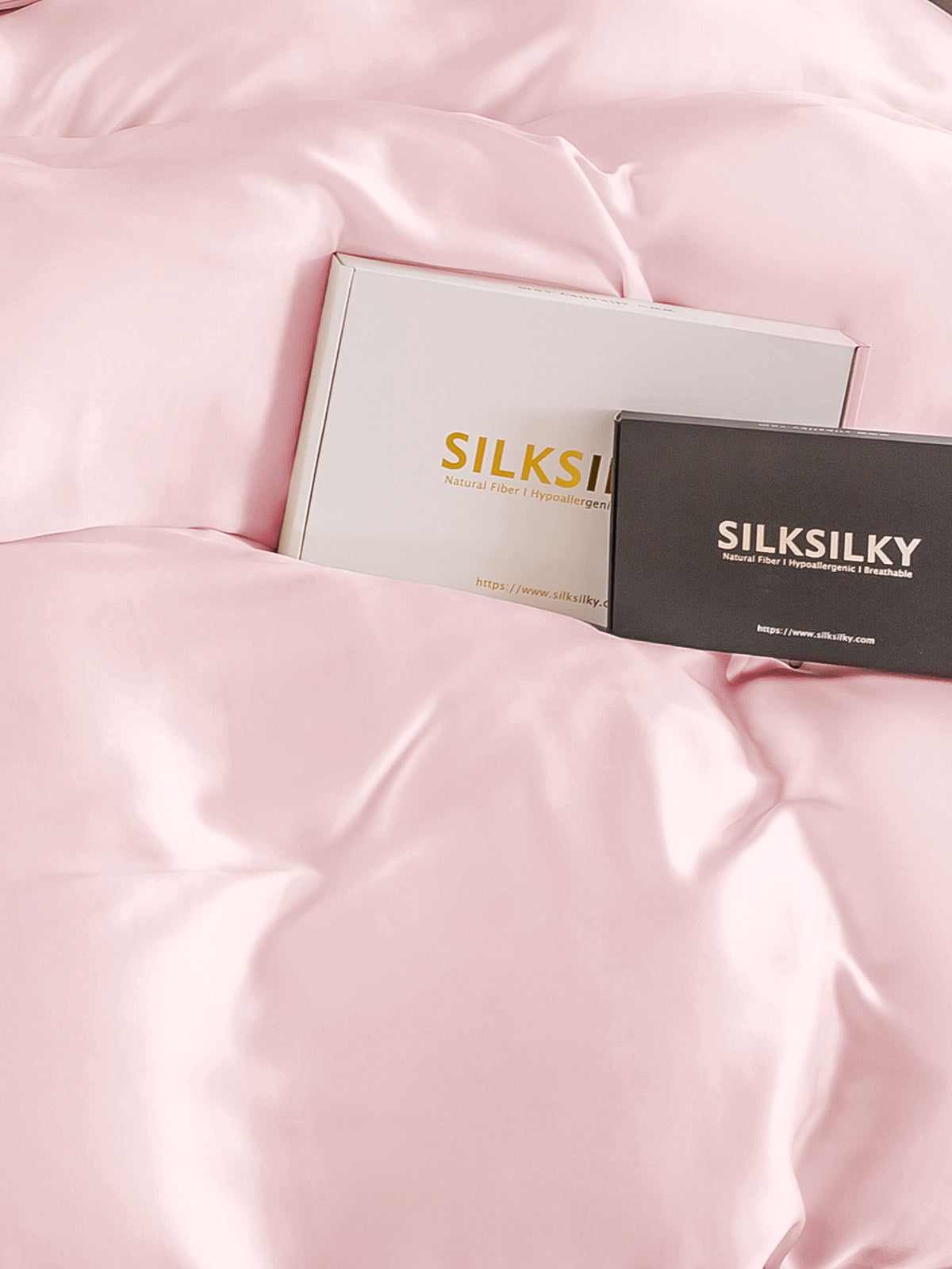 [Pink] SilkSilky-UK 19Momme Pure Silk Bedding Set 006