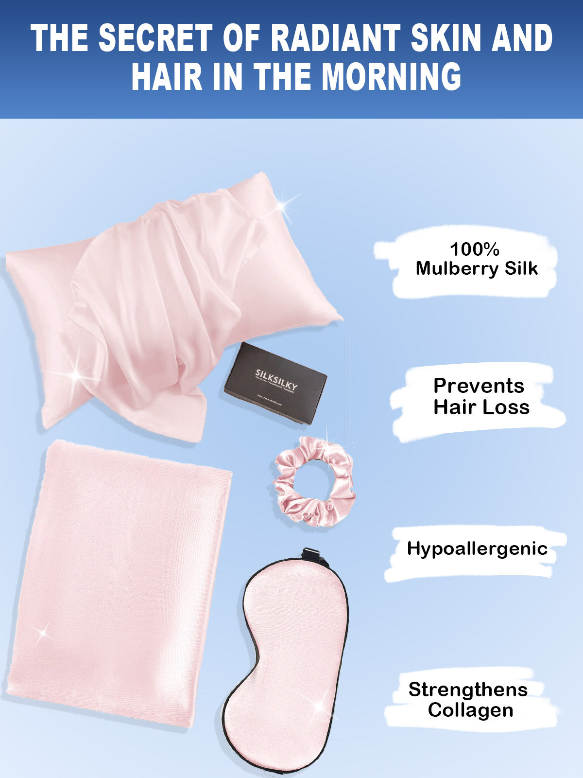 [Pink] SilkSilky-UK 19Momme Pure Silk Pillowcase Set 002