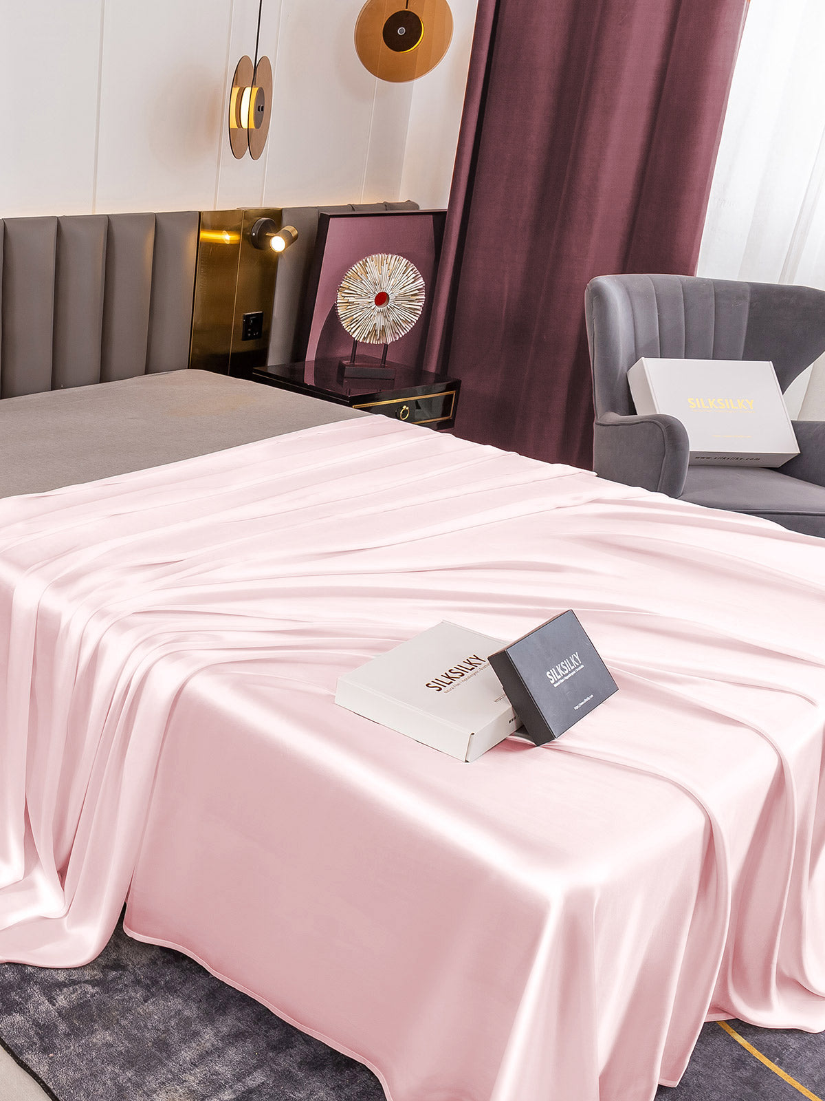 [Pink] SilkSilky-UK 19Momme Pure Silk Sheet 001