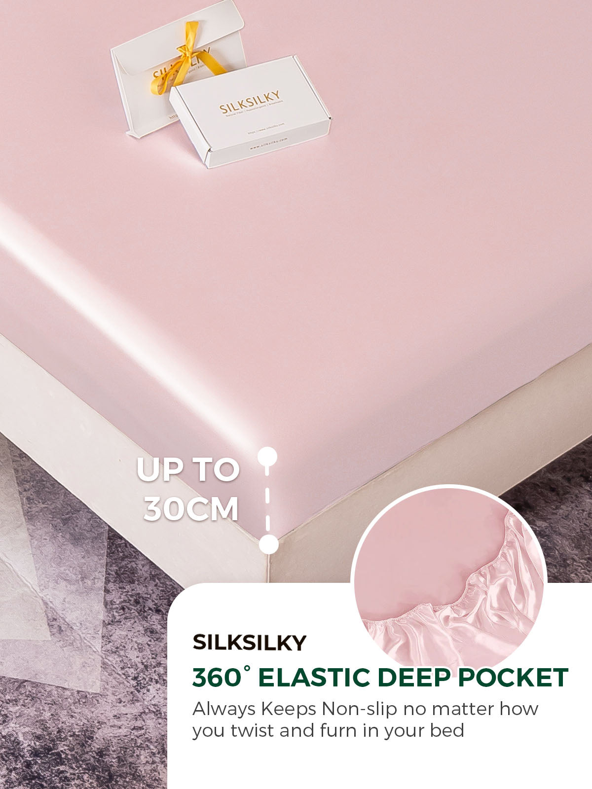 [Pink] SilkSilky-UK 19Momme Pure Silk Sheet 004