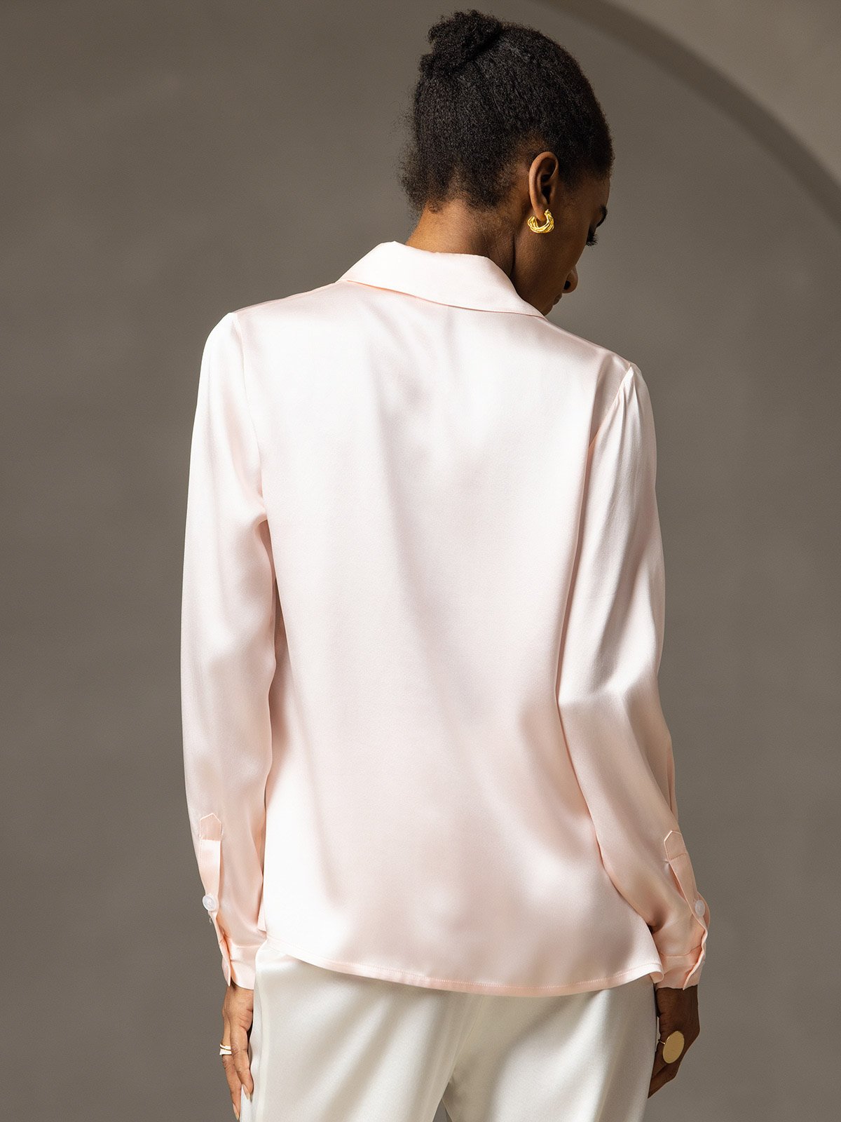 [Pink] SilkSilky-UK 19Momme Silk Collar Women's Shirt 002