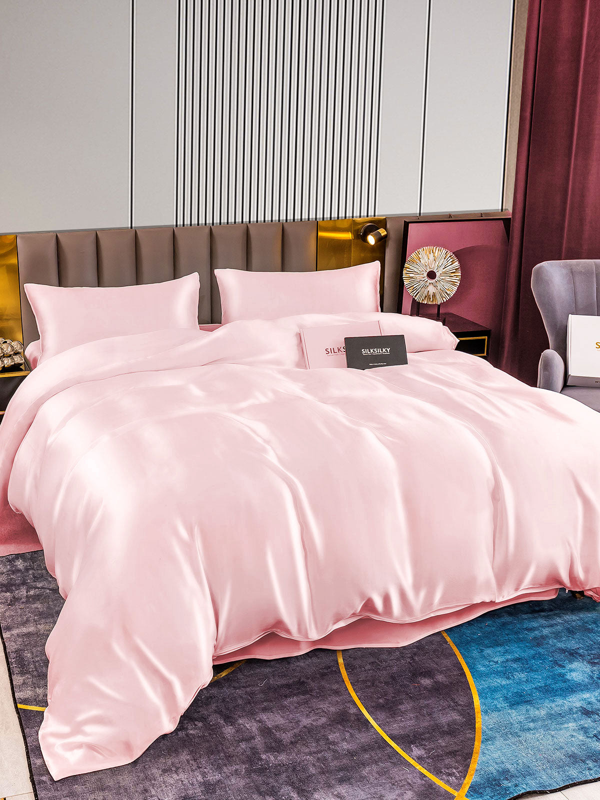 [Pink] SilkSilky-UK 22Momme Pure Silk Bedding Set 003