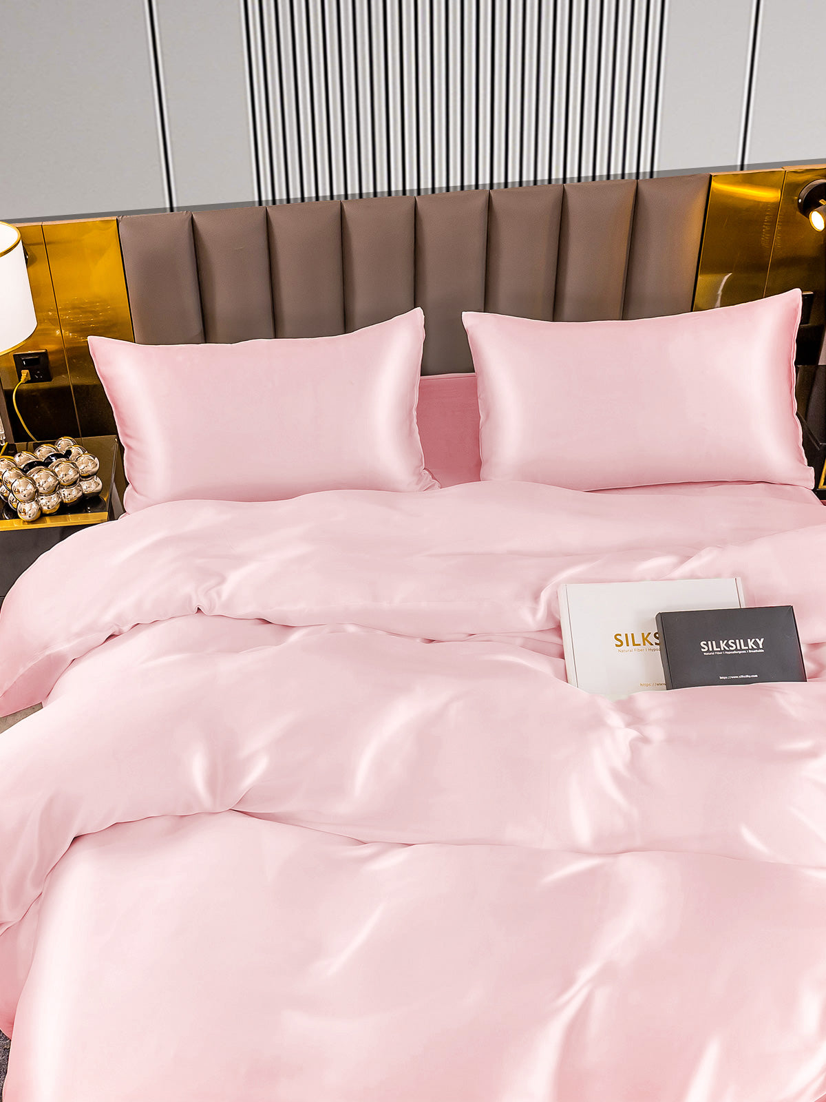 [Pink] SilkSilky-UK 22Momme Pure Silk Bedding Set 005
