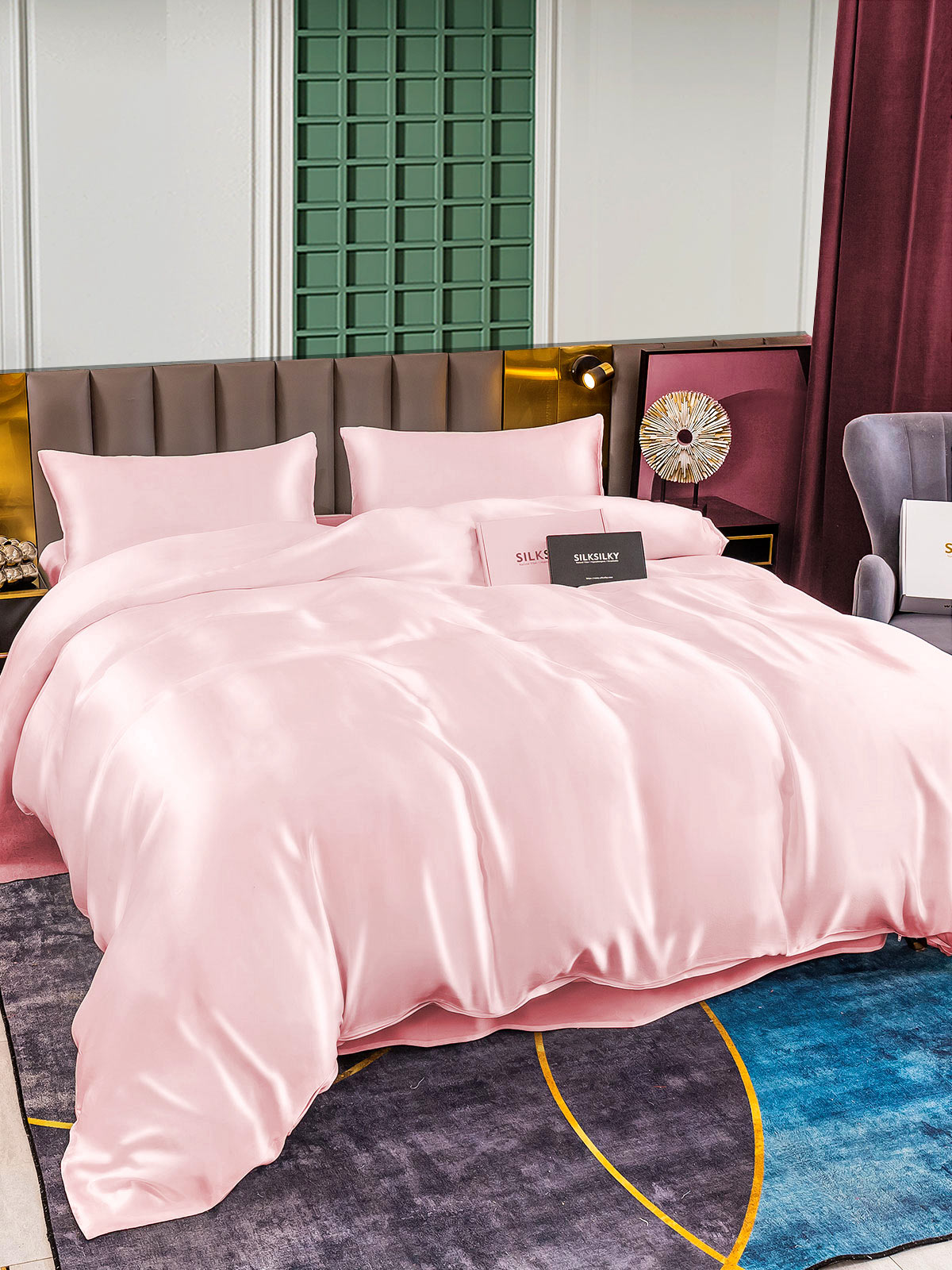 [Pink] SilkSilky-UK 25Momme Pure Silk Bedding Set 002