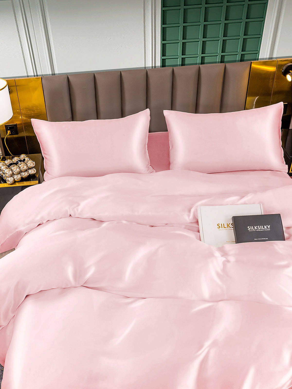 [Pink] SilkSilky-UK 25Momme Pure Silk Bedding Set 004