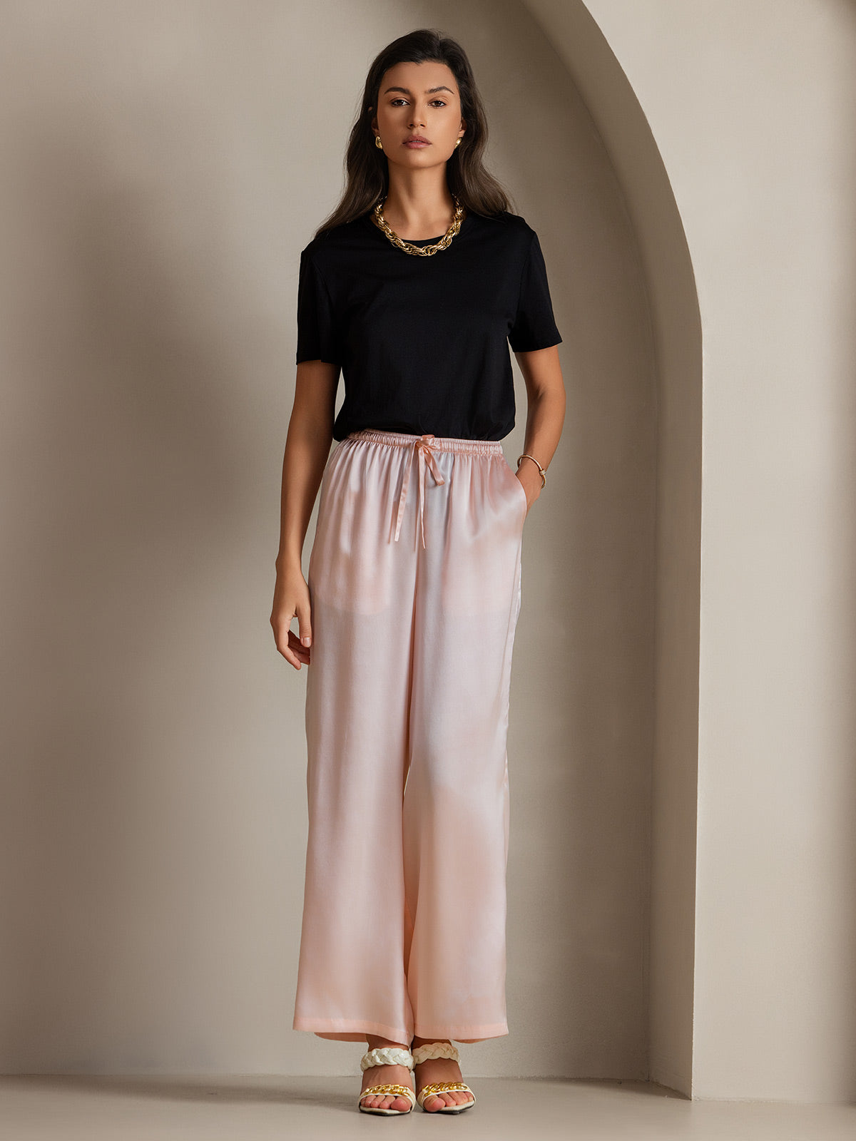 [Pink] SilkSilky-UK Pure Silk Womens Pants 001
