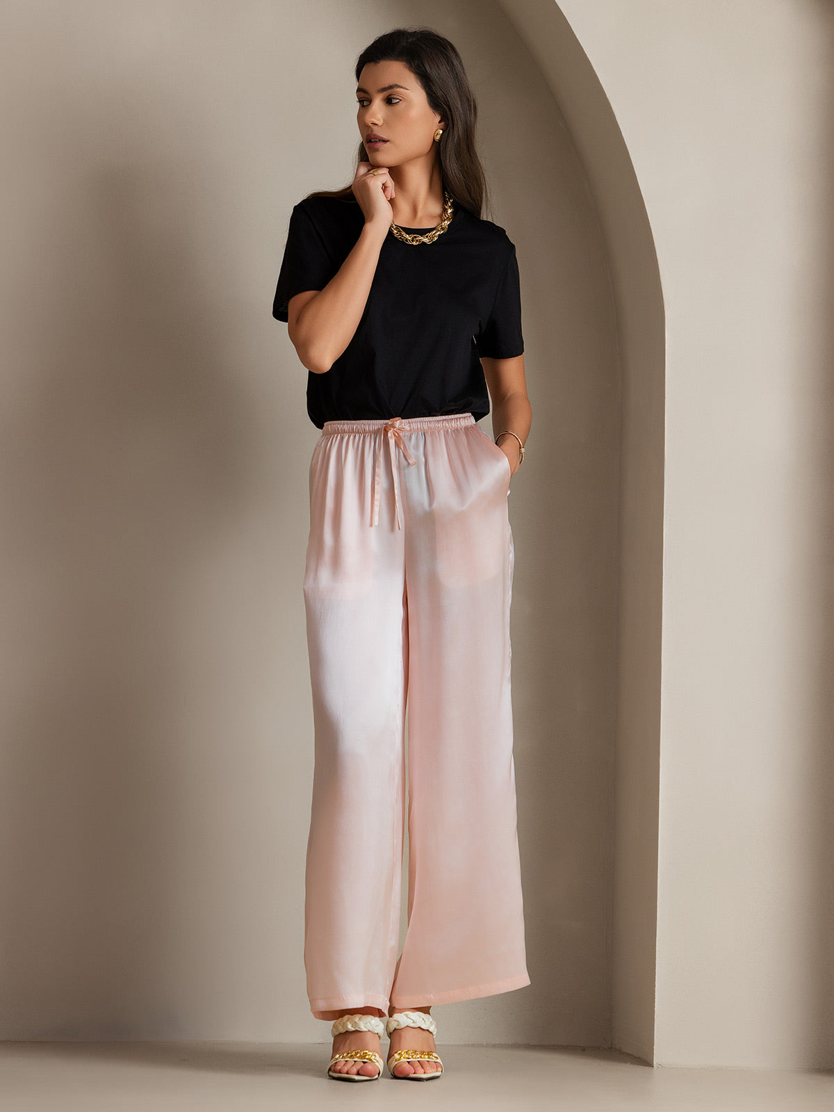 [Pink] SilkSilky-UK Pure Silk Womens Pants 003
