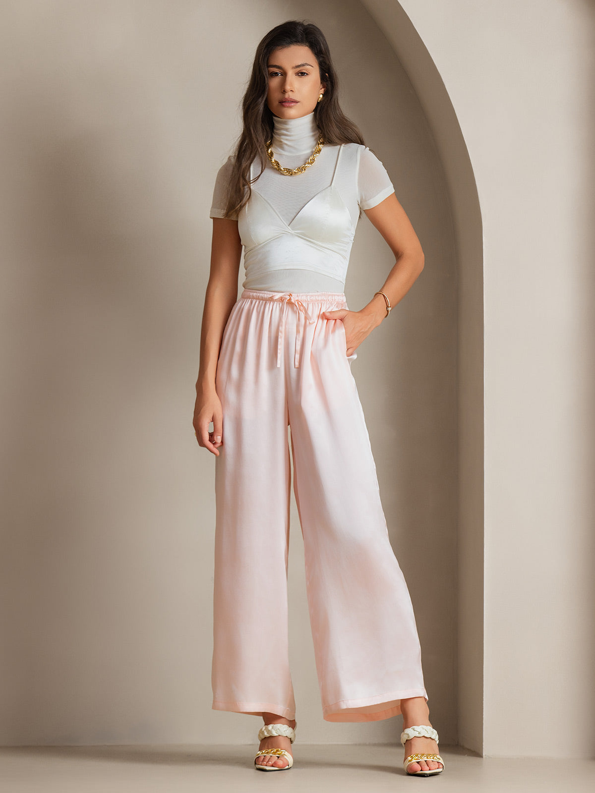 [Pink] SilkSilky-UK Pure Silk Womens Pants 004