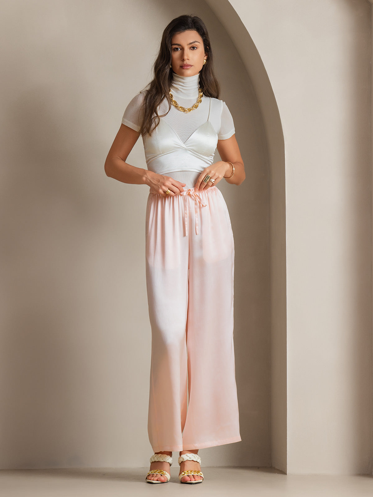 [Pink] SilkSilky-UK Pure Silk Womens Pants 005