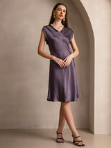[Purple Gray] SilkSilky-UK Sleeveless V Neck Dress 001