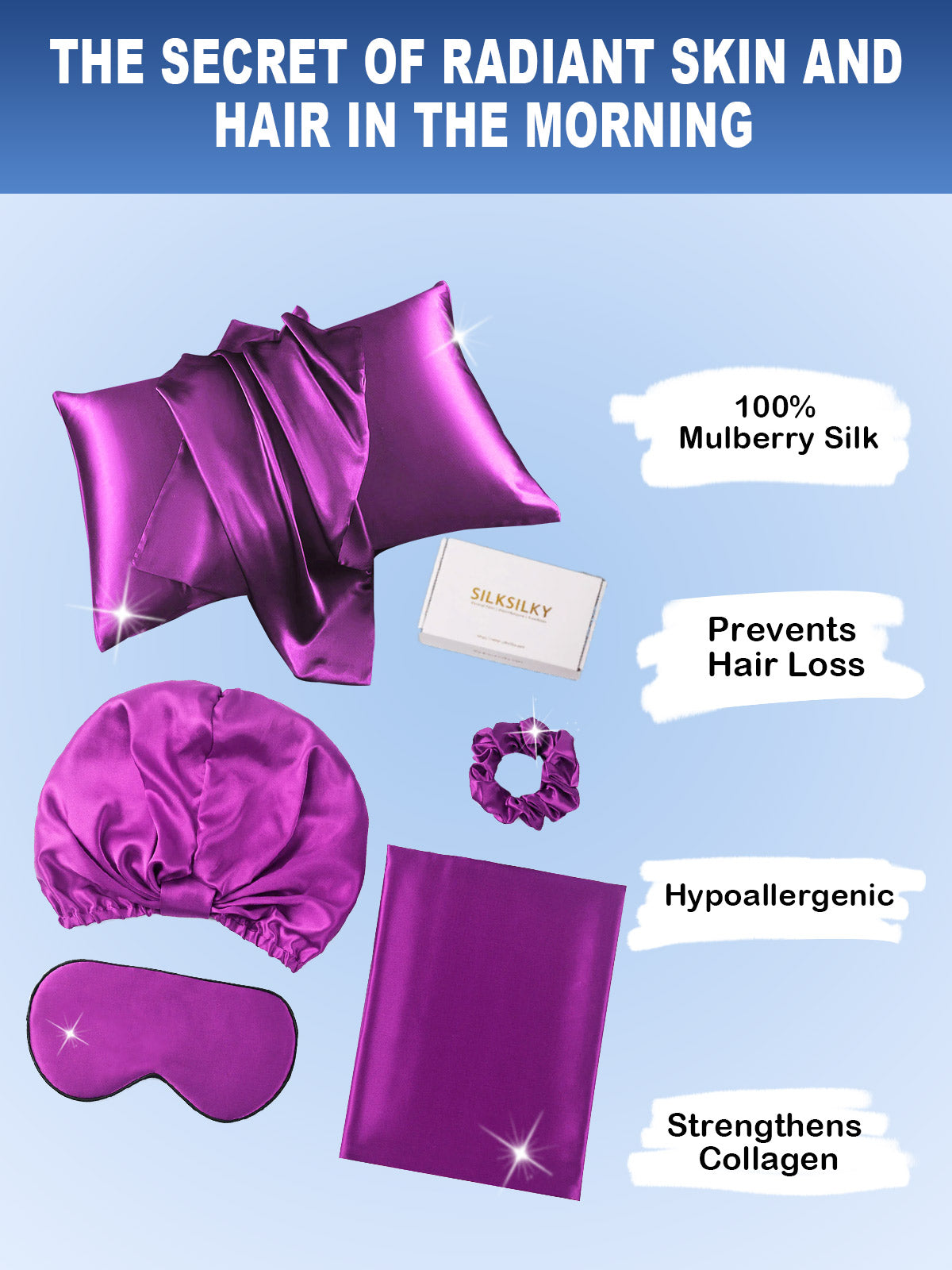 [Purple] SilkSilky-UK 19Momme Pure Silk Pillowcase Set 002