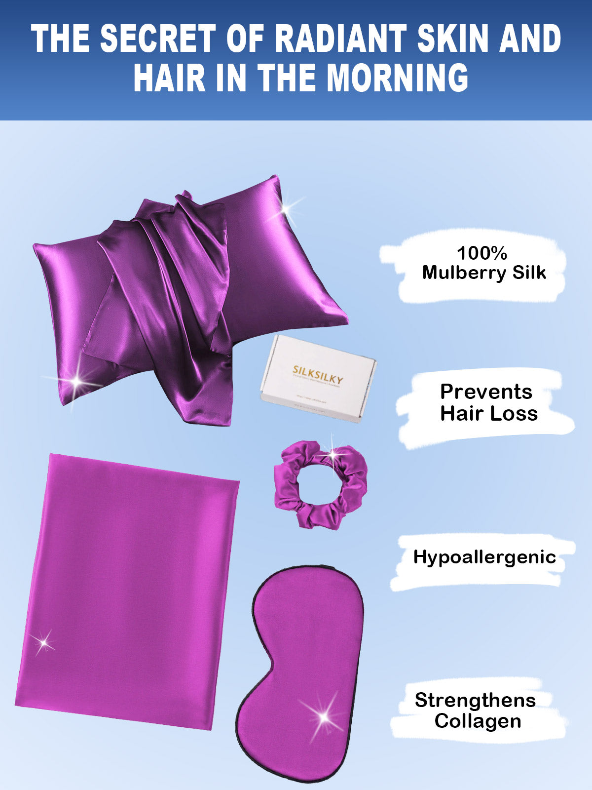 [Purple] SilkSilky-UK 19Momme Pure Silk Pillowcase Set 002