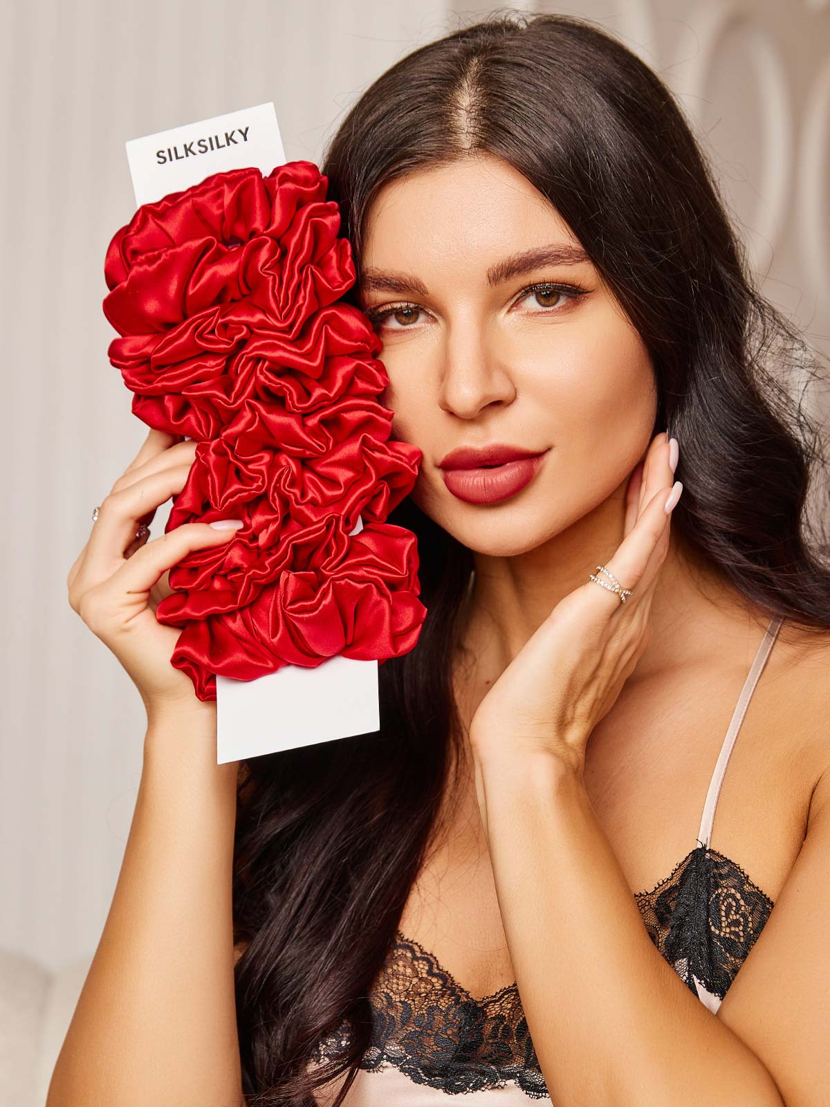 [Red] SilkSilky-UK 19Momme Pure Silk Scrunchie 001