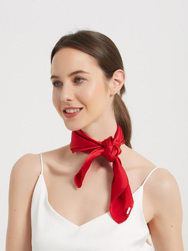 [Red] SilkSilky-UK Pure Silk Scarf 004