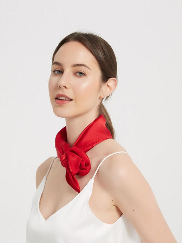 [Red] SilkSilky-UK Pure Silk Scarf 005
