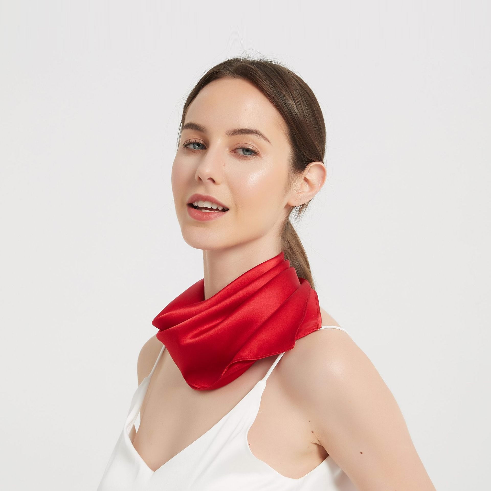 [Red] SilkSilky-UK Pure Silk Scarf 006