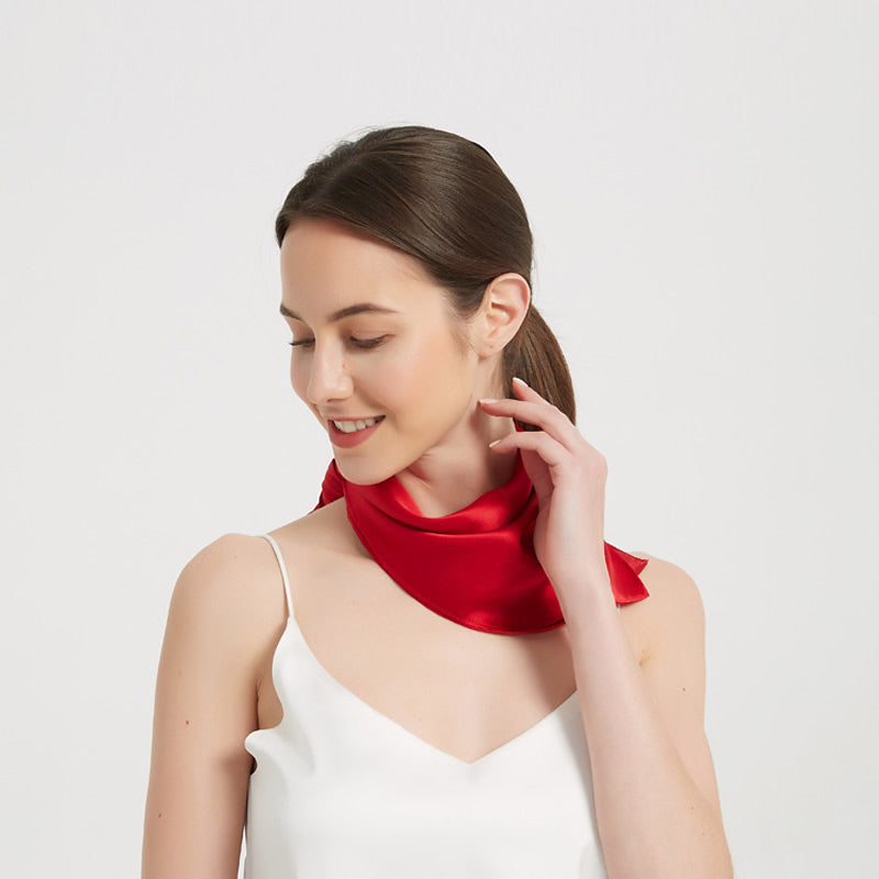 [Red] SilkSilky-UK Pure Silk Scarf 007