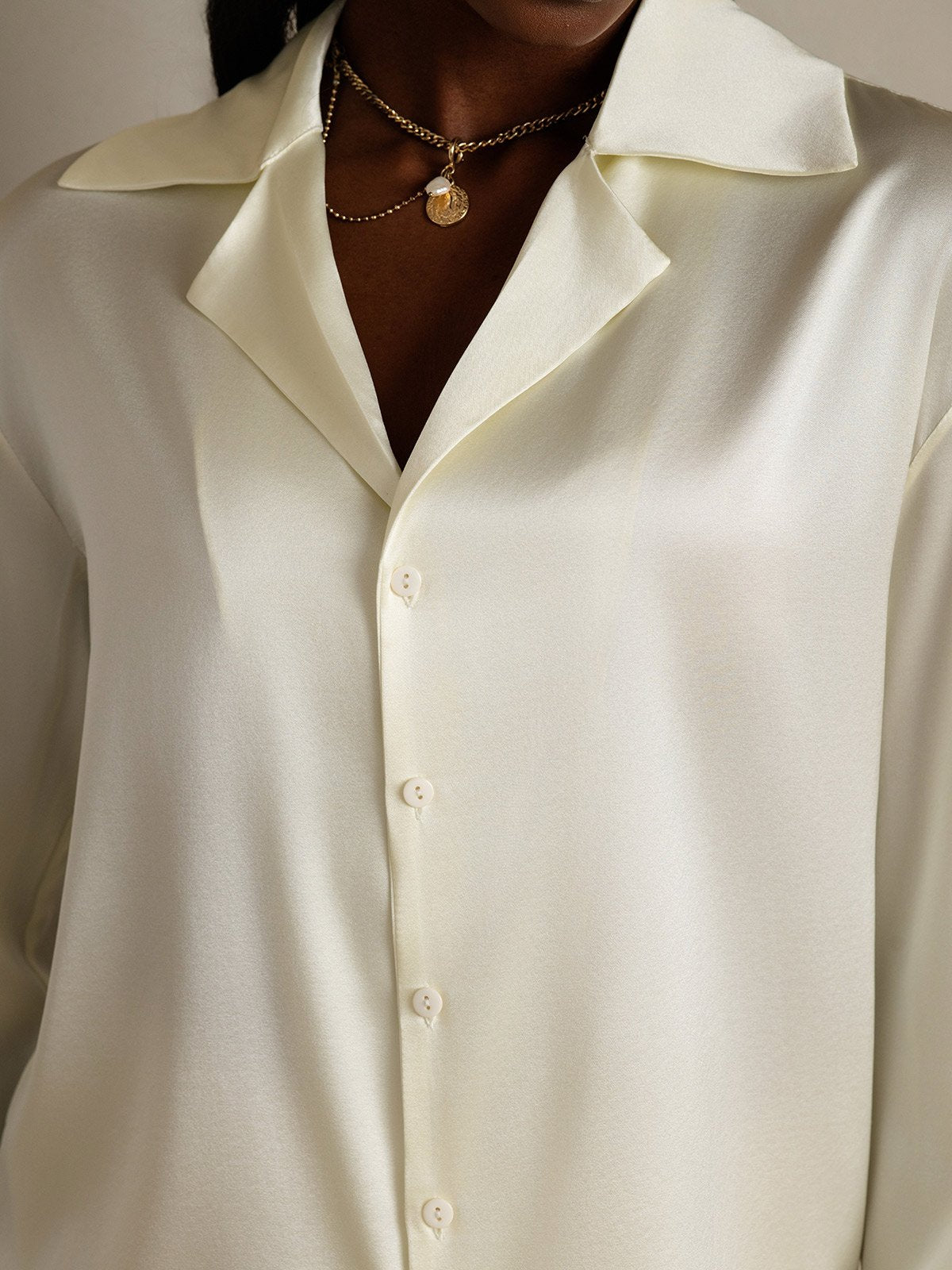 SilkSilky-UK 19Momme Silk Long Sleeve Lapel Women's Shirt Ivory 007