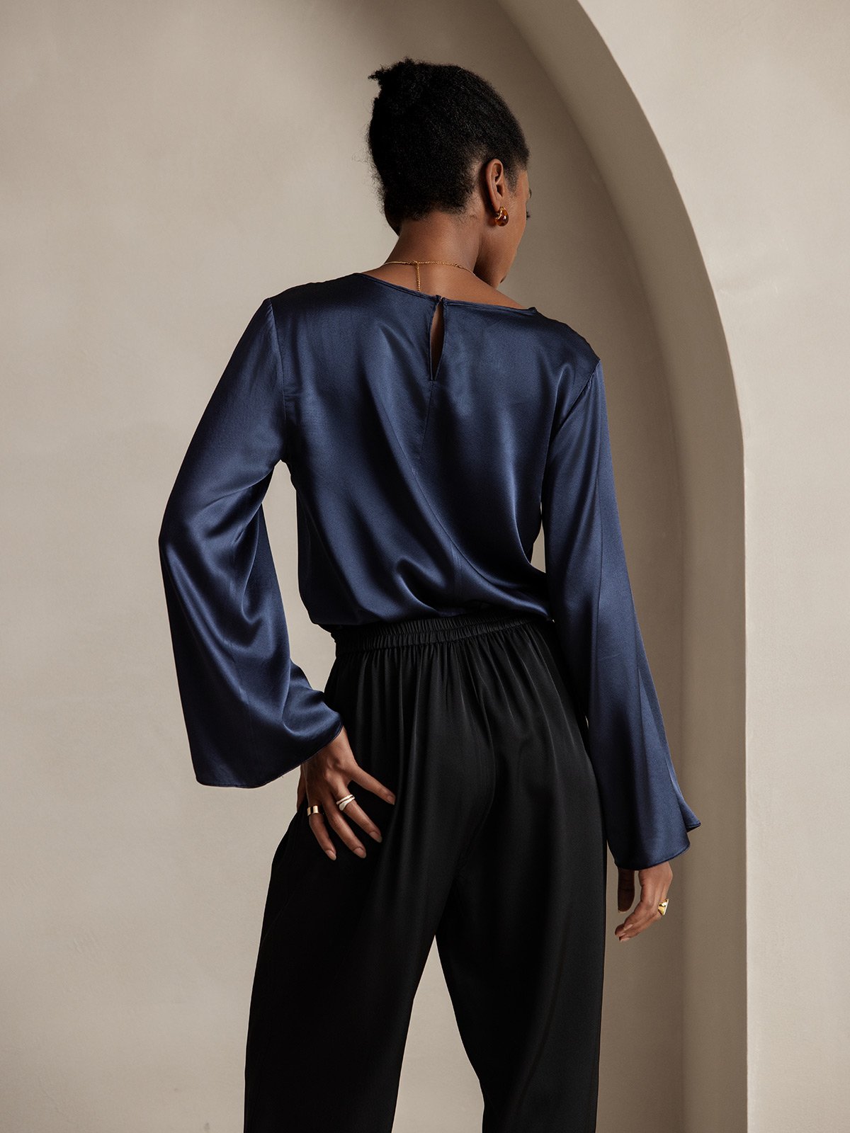 SilkSilky-UK 22Momme Pure Silk Womens Pants Black 002