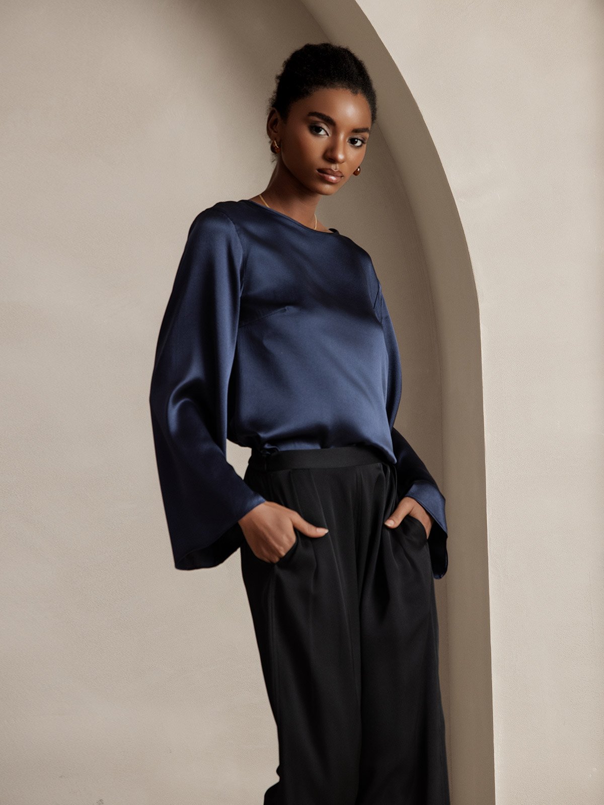 SilkSilky-UK 22Momme Pure Silk Womens Pants Black 003