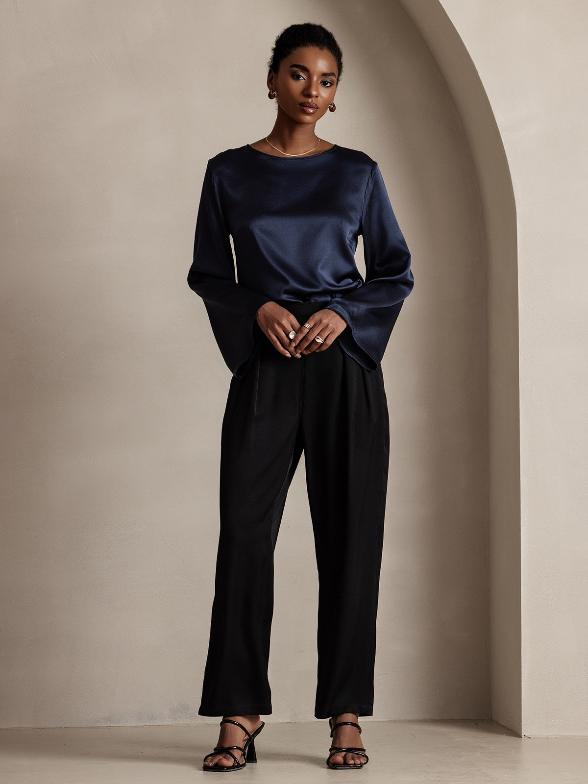 SilkSilky-UK 22Momme Pure Silk Womens Pants Black 004