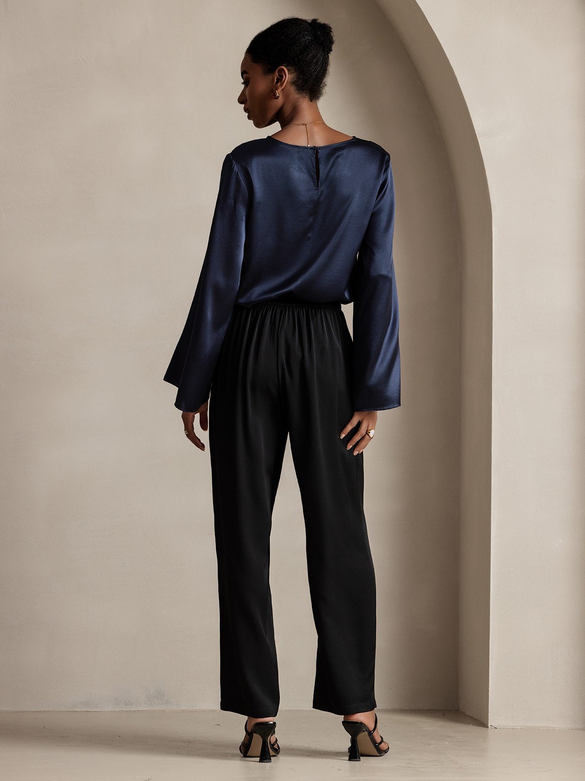 SilkSilky-UK 22Momme Pure Silk Womens Pants Black 005