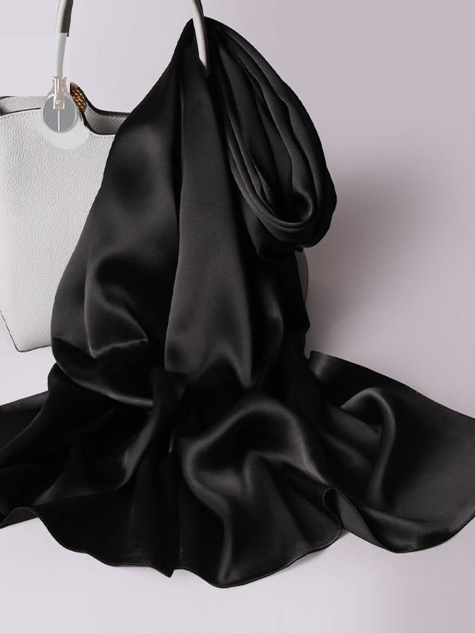 SilkSilky-UK Pure Silk Scarf Black 005
