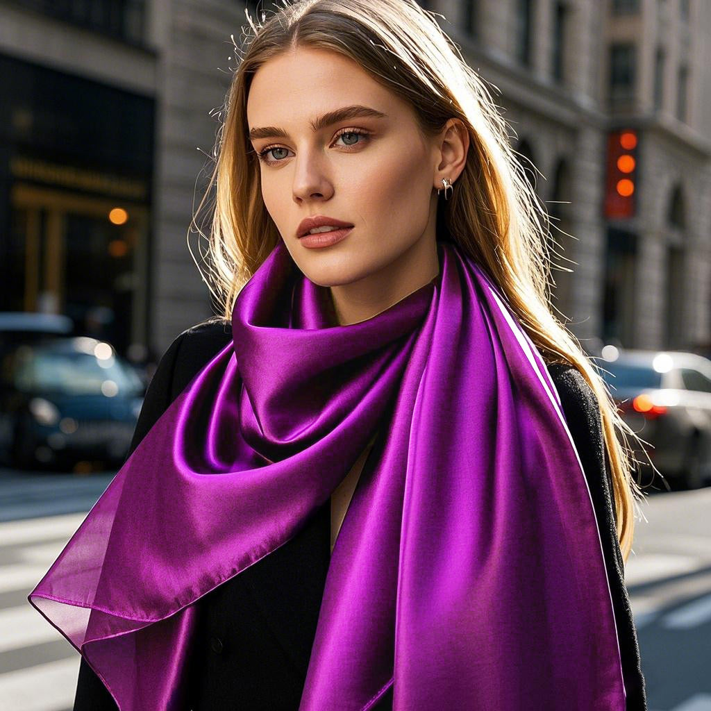 SilkSilky-UK Pure Silk Scarf Purple 001