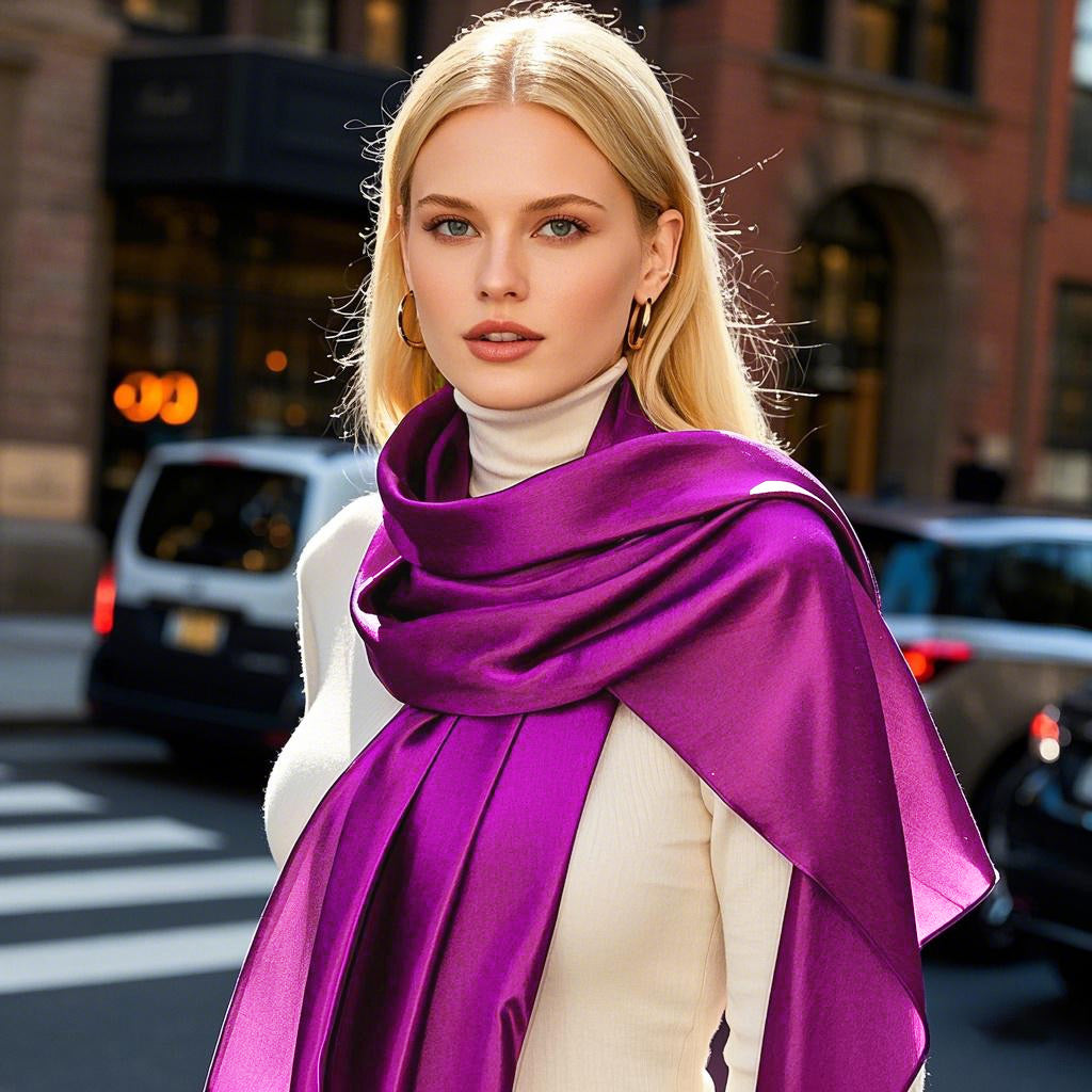 SilkSilky-UK Pure Silk Scarf Purple 002