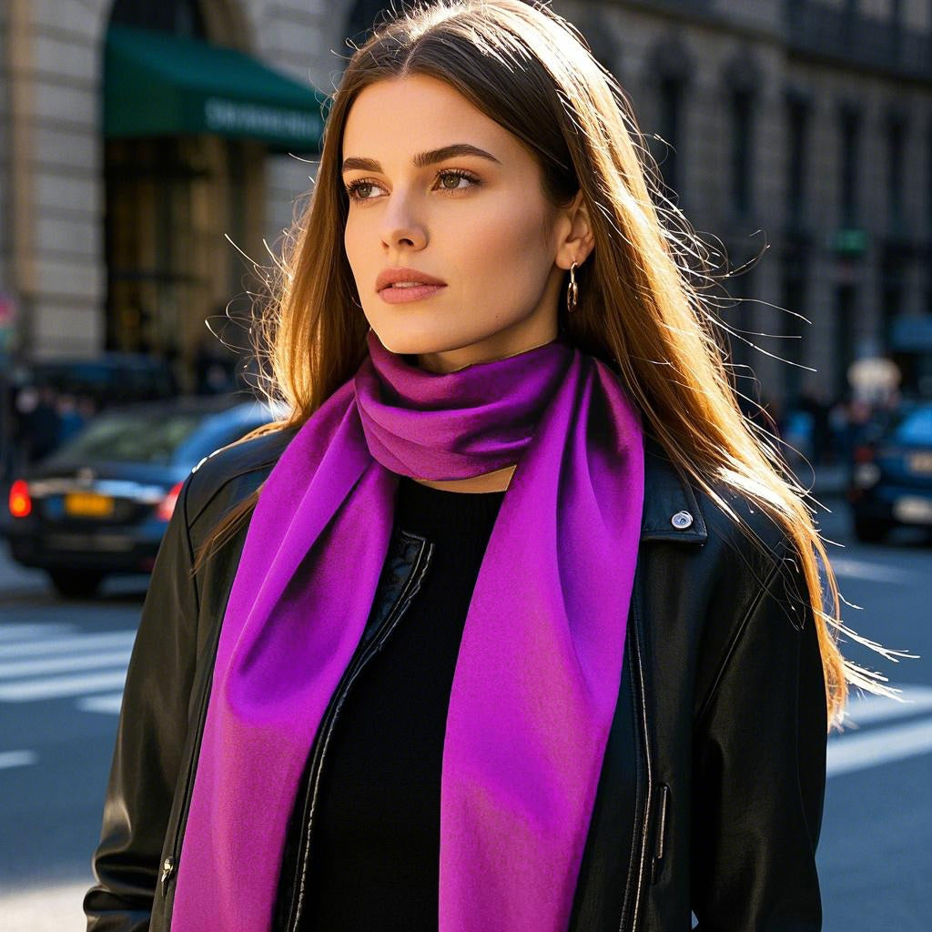 SilkSilky-UK Pure Silk Scarf Purple 004