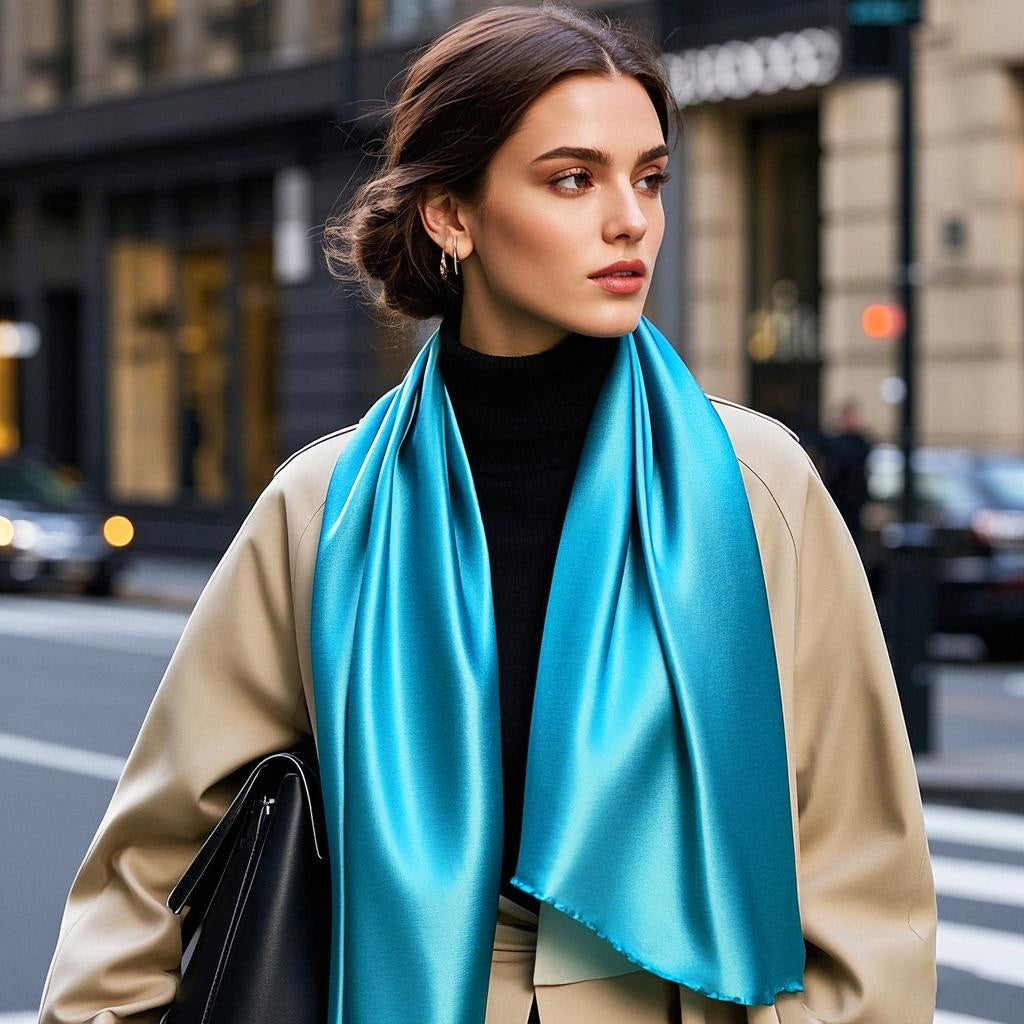 SilkSilky-UK Pure Silk Scarf Teal 003