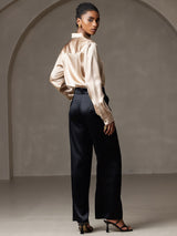 [Champagne] SilkSilky-UK Long Sleeve Lapel Collar Women's Shirt 004