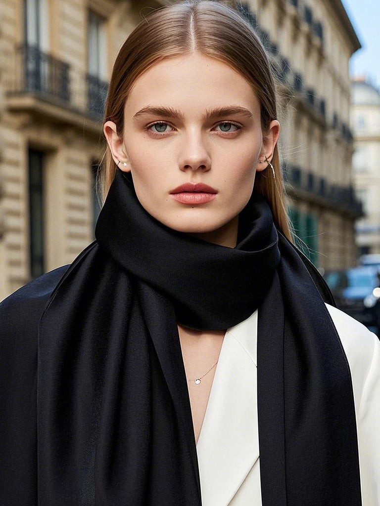 [Black] SilkSilky-UK Scarf 001