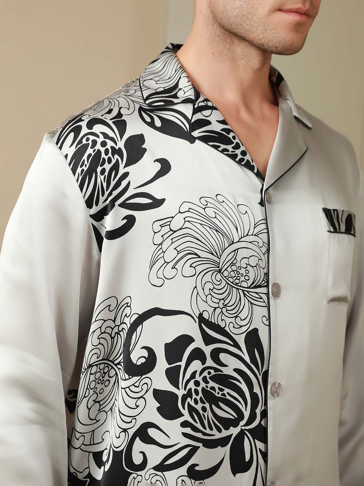 [Gray] SilkSilky-UK Pure Silk Mens Pajamas 009,