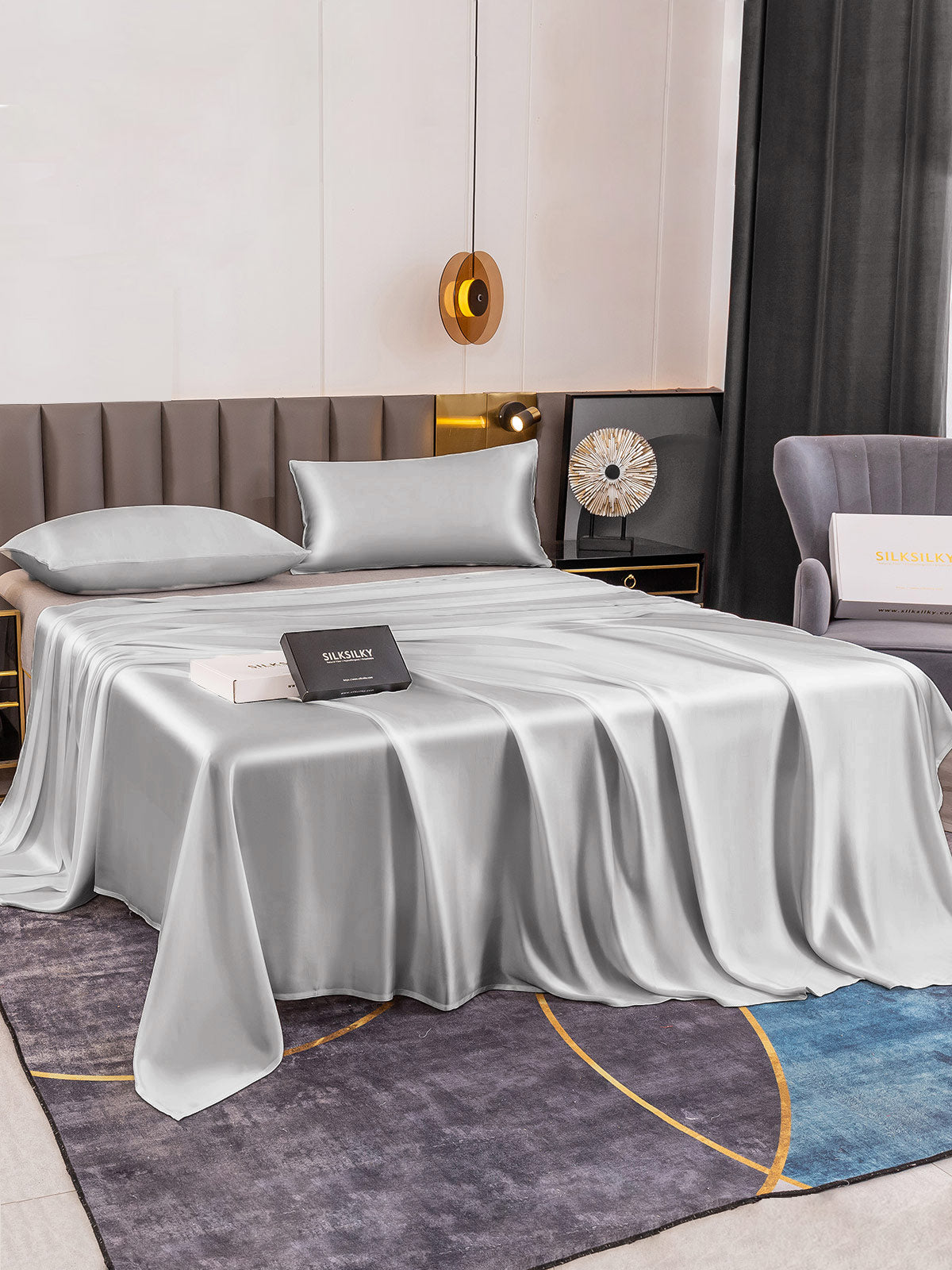 [Silver] SilkSilky-UK 19Momme Pure Silk Bedding Set 003