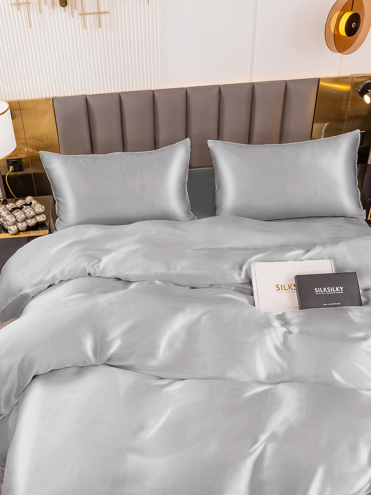 [Silver] SilkSilky-UK 19Momme Pure Silk Bedding Set 004