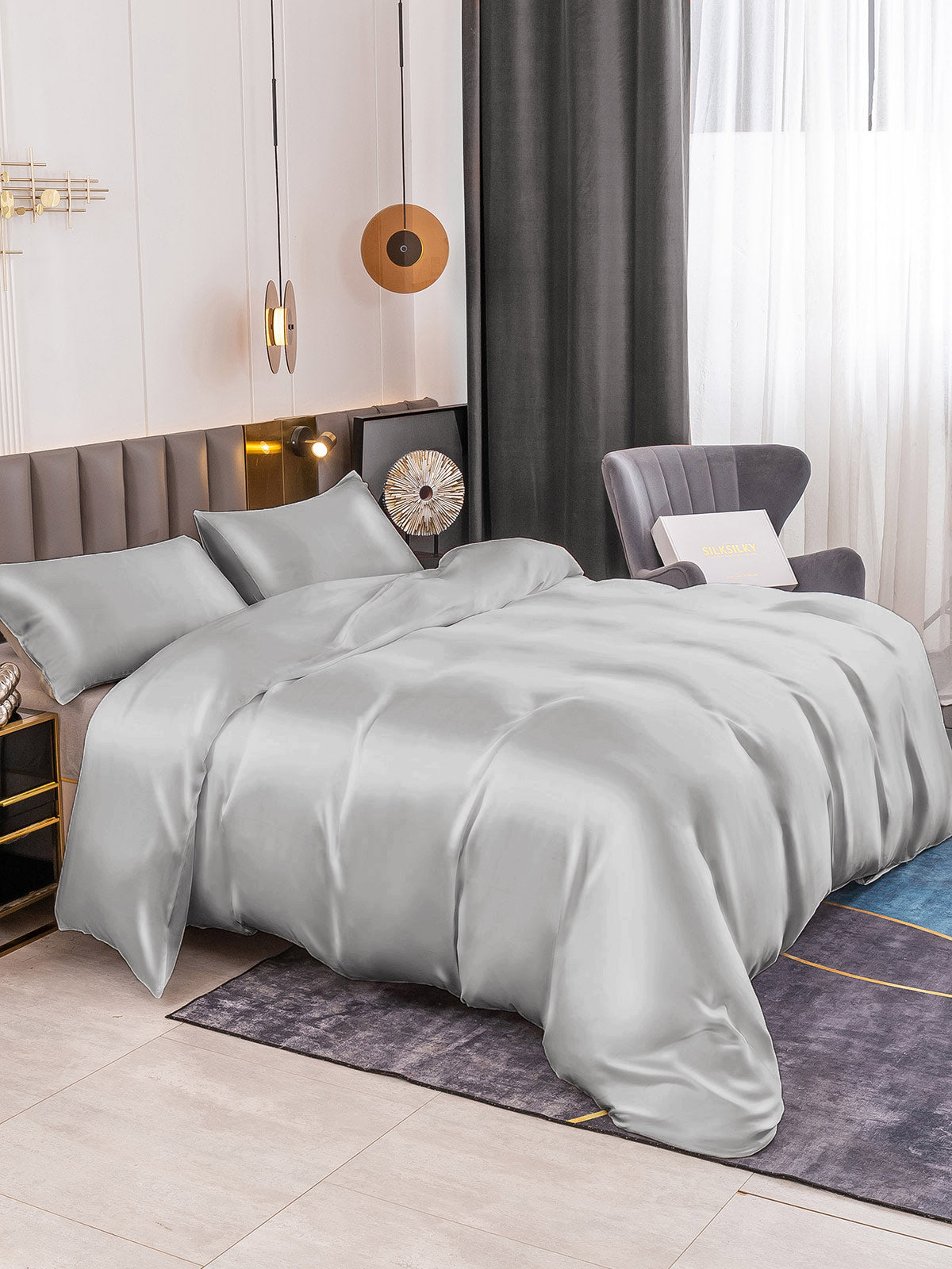 [Silver] SilkSilky-UK 19Momme Pure Silk Bedding Set 004