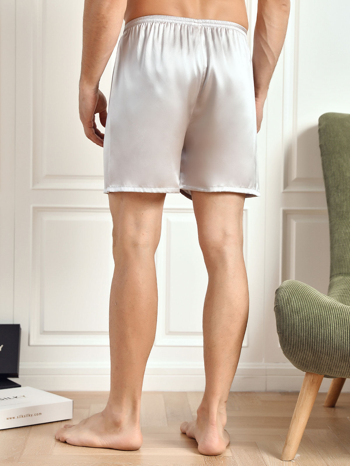 [Silver] SilkSilky-UK 19Momme Pure Silk Mens Sleep Bottoms 002