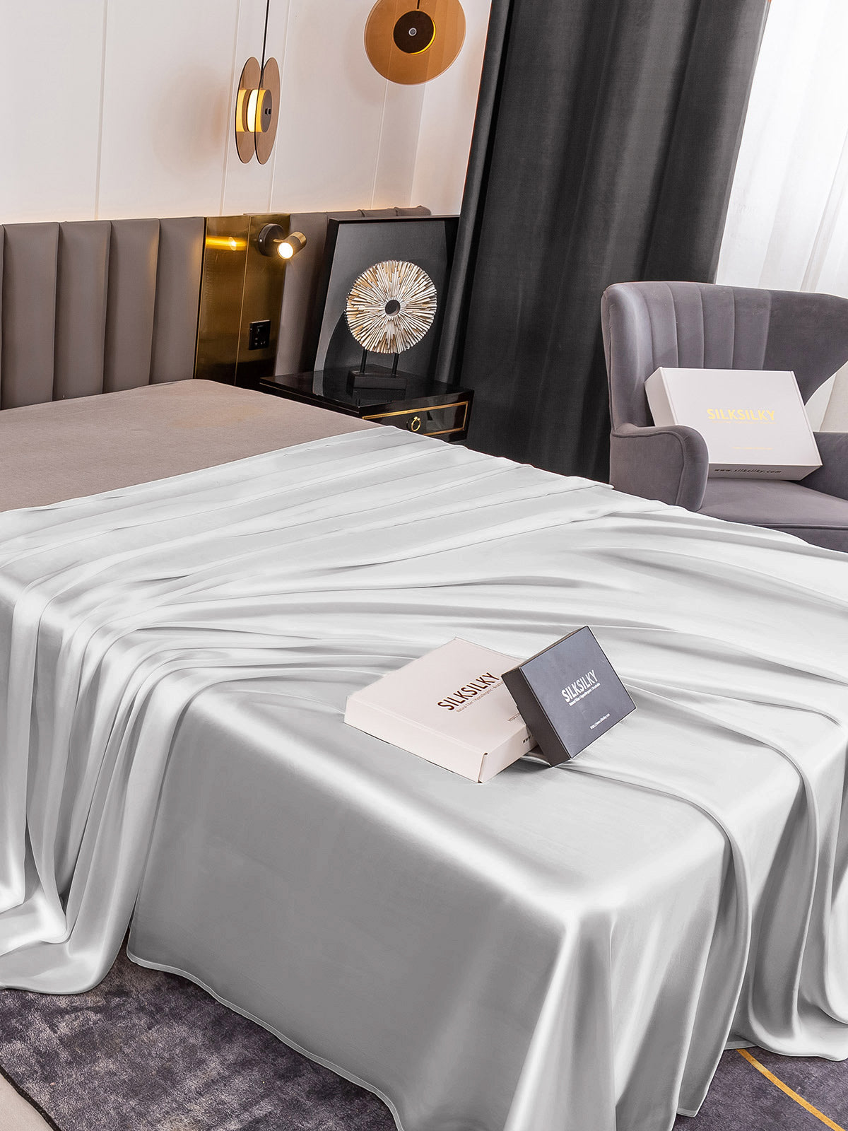 [Silver] SilkSilky-UK 19Momme Pure Silk Sheet 001