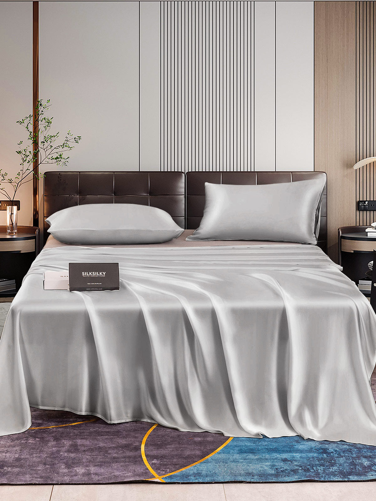 [Silver] SilkSilky-UK 22Momme Pure Silk Bedding Set 001